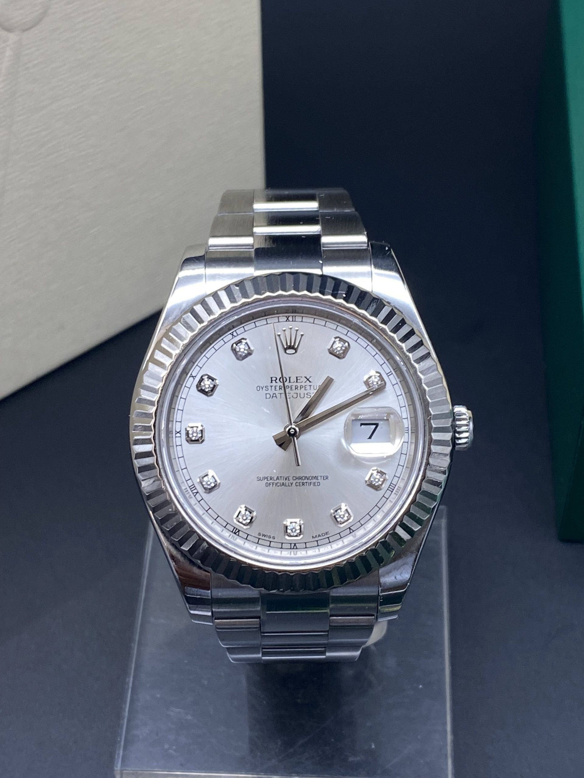 Rolex Datejust Ref 116334 index diamants Full set Euro Pièces D or