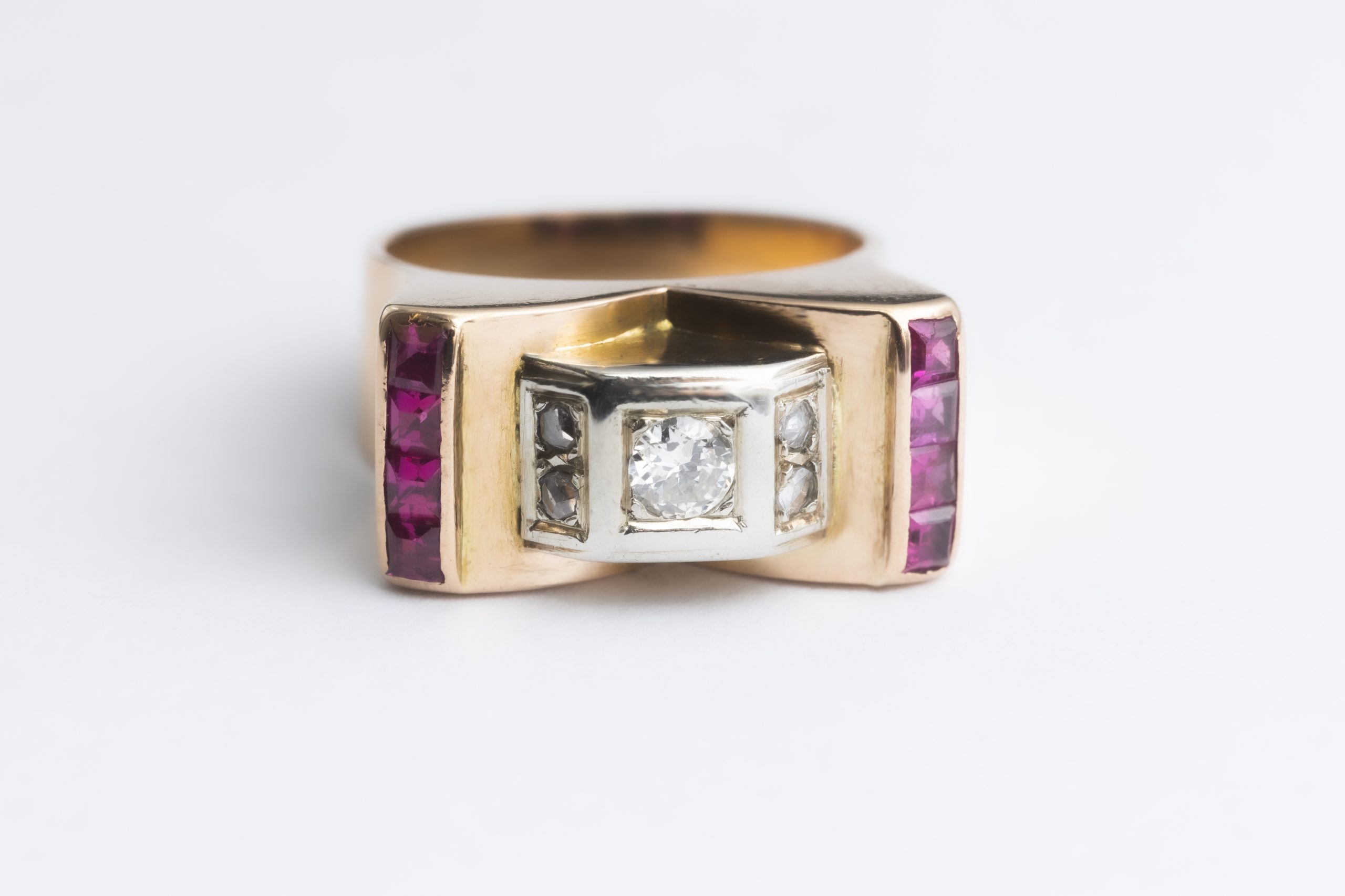 Bague Tank En Or Jaune 18K Avec Diamant - Taille 52 - Référence MP2643 - Occasion