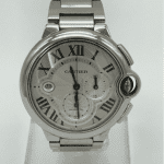 Cartier Ballon Bleu chronographe acier bracelet métal cadran gris