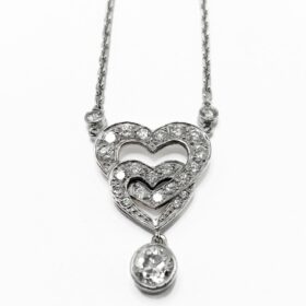 COLLIER "COEURS" OR BLANC 18K DIAMANTS — photo 1
