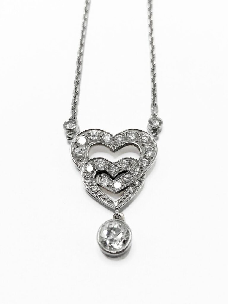 COLLIER "COEURS" OR BLANC 18K DIAMANTS