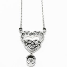 COLLIER "COEURS" OR BLANC 18K DIAMANTS — photo 3