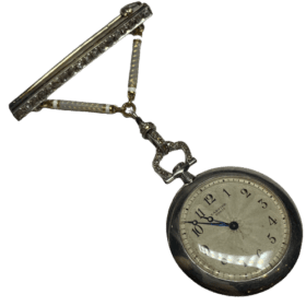 Montre Broche Gousset Cartier Or Platine Email Diamants — photo 4