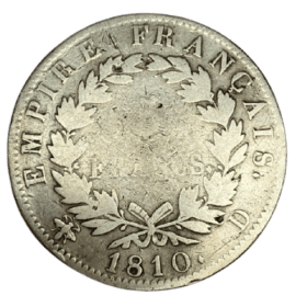 ECU 5 FRANCS ARGENT NAPOLEON 1810D — photo 1
