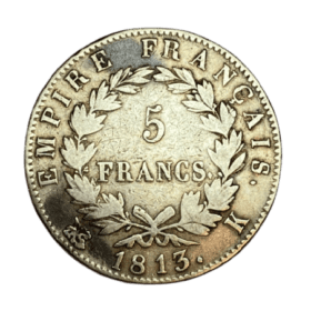 ECU 5 FRANCS ARGENT NAPOLEON 1813K — photo 2