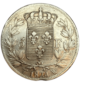 ECU 5 FRANCS ARGENT LOUIS XVIII 1824W — photo 1