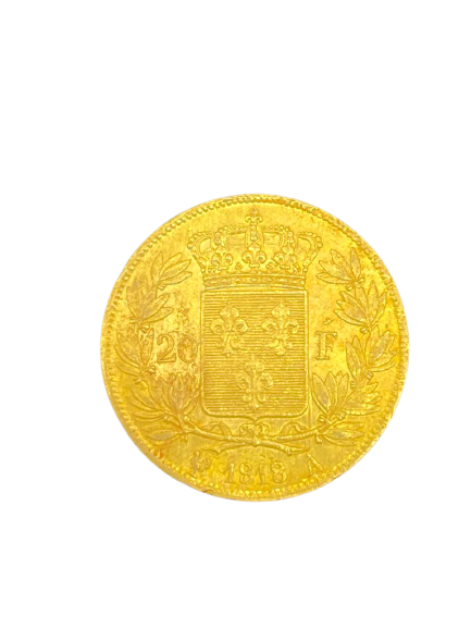 20 FRANCS OR LOUIS XVIII ROI DE FRANCE 1818 A