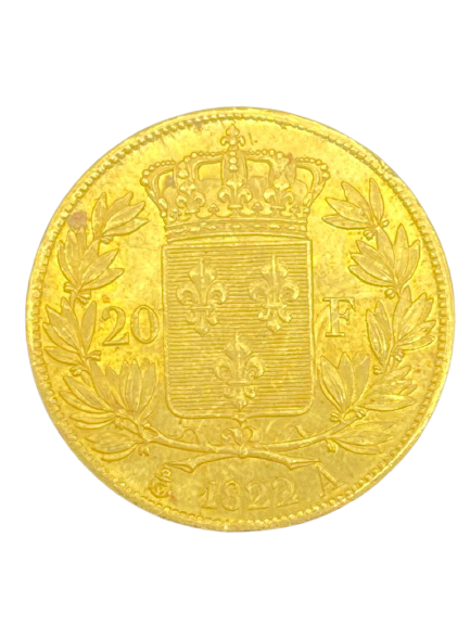 20 FRANCS OR LOUIS XVIII ROI DE FRANCE 1822 A