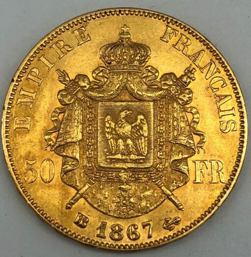 50 francs or Napoleon laurée 1867 BB