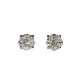 BOUCLES D'OREILLES OR BLANC 18K DIAMANTS — photo 1