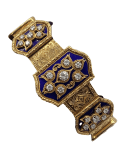 Bracelet style Napoleon Or 18K email Bleu diamants