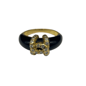 BAGUE CARTIER VINTAGE OR 18K DIAMANTS ONYX — photo 1