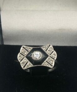 bague art deco or & platine taille ancienne achat or