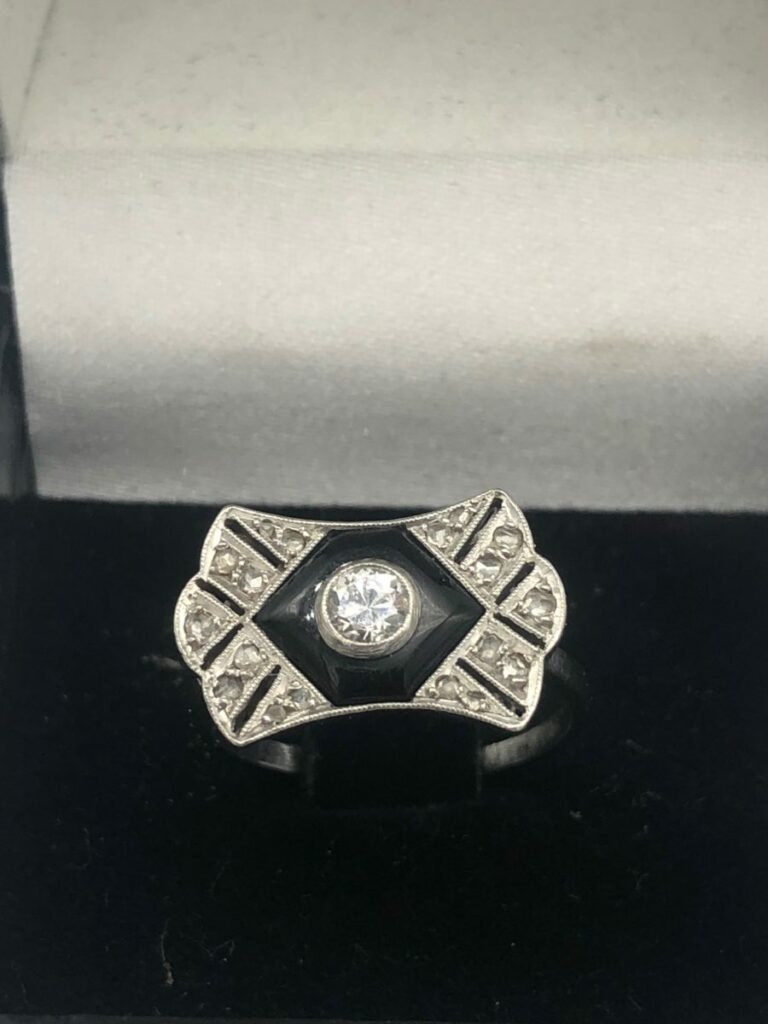 bague art deco or & platine taille ancienne achat or