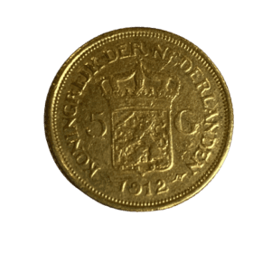 5 Florins Or 1912 Wilhelmina PAYS BAS — photo 2