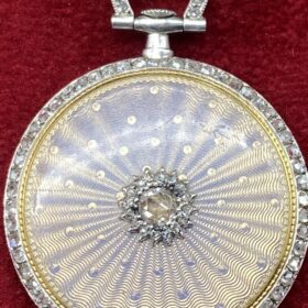 Montre Broche Gousset Cartier Or Platine Email Diamants — photo 2