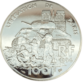 100 FRANCS ARGENT LIBERATION DE PARIS ESSAI — photo 1