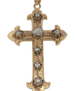 pendentif croix et diamant taille ancienne
