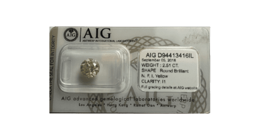 Diamant 2,51 cts avec certificat (P1 / YELLOW)