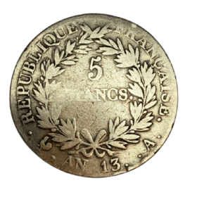 ECU 5 FRANCS ARGENT NAPOLEON AN 13 A — photo 2