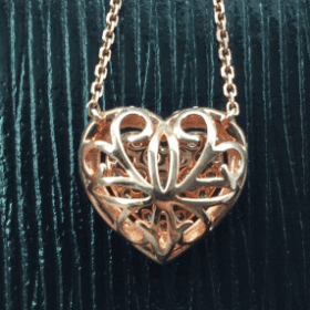 Collier or 14K coeur diamants — photo 2
