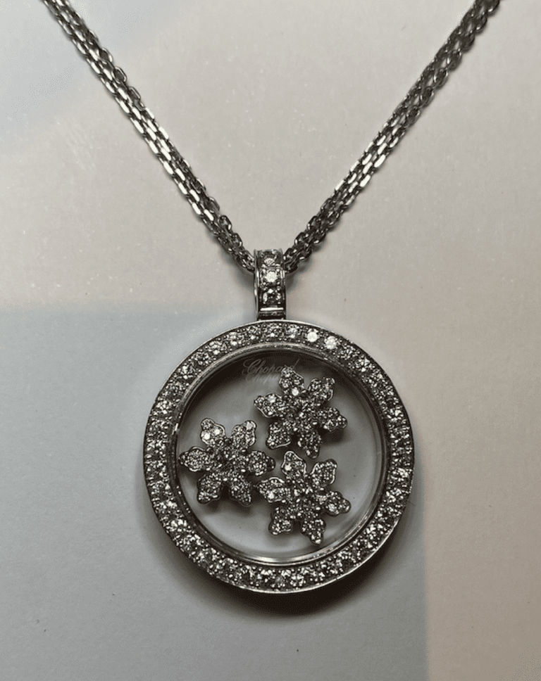 COLLIER CHOPARD HAPPY SNOW FLAKES OR 18K ET DIAMANTS