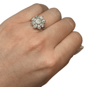 BAGUE MARGUERITE PLATINE DIAMANTS — photo 5