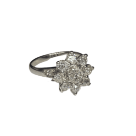 BAGUE MARGUERITE PLATINE DIAMANTS — photo 2