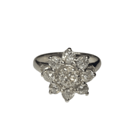 BAGUE MARGUERITE PLATINE DIAMANTS — photo 3