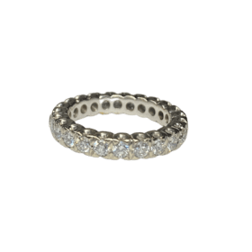 BAGUE ALLIANCE OR BLANC 14K ET DIAMANTS (T.57) — photo 2