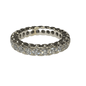 BAGUE ALLIANCE OR BLANC 14K ET DIAMANTS (T.57) — photo 1