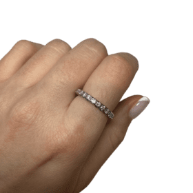 BAGUE ALLIANCE PLATINE DIAMANTS (T.57) — photo 3