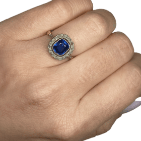 BAGUE ANCIENNE OR JAUNE 18K DIAMANTS SAPHIR (T.54) — photo 5