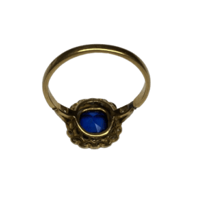 BAGUE ANCIENNE OR JAUNE 18K DIAMANTS SAPHIR (T.54) — photo 3