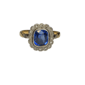 BAGUE ANCIENNE OR JAUNE 18K DIAMANTS SAPHIR (T.54) — photo 2