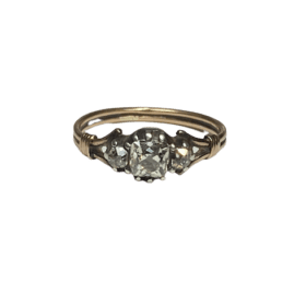 BAGUE ANCIENNE OR 14K ET DIAMANTS (T.53) — photo 3
