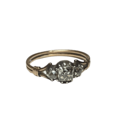 BAGUE ANCIENNE OR 14K ET DIAMANTS (T.53) — photo 1