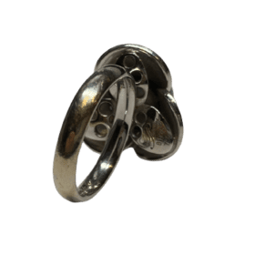BAGUE POIRAY TREFLE OR BLANC 18K PERLE NOIRE (T.53) — photo 3