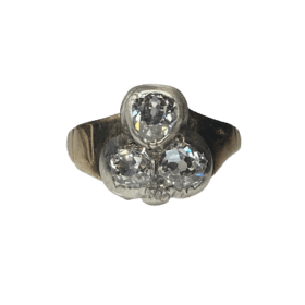 BAGUE TREFLE OR 14K, ARGENT ET DIAMANTS (T.55) — photo 2