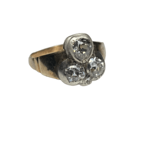BAGUE TREFLE OR 14K, ARGENT ET DIAMANTS (T.55) — photo 1
