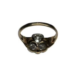 BAGUE TREFLE OR 14K, ARGENT ET DIAMANTS (T.55) — photo 3