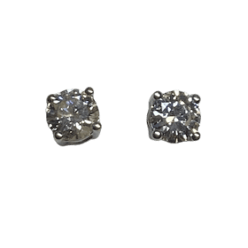 BOUCLES D'OREILLES PUCES OR BLANC 18K ET DIAMANTS 0,20 CT(x2) — photo 1