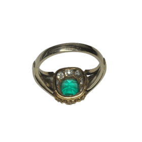 BAGUE OR 18K EMERAUDE ET DIAMANTS (T.51) — photo 3