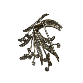 BROCHE GERBE DE FLEURS OR BLANC 18K ET DIAMANTS — photo 3