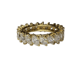 BAGUE ALLIANCE OR JAUNE 18K ET DIAMANTS MARQUISE (T.49) — photo 1