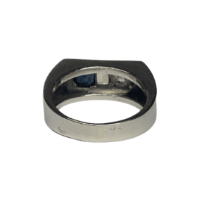 BAGUE ART DECO JONC PLATINE DUO DIAMANT SAPHIR (T.53) — photo 4
