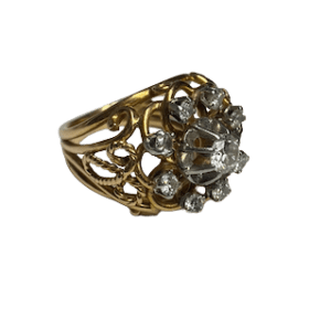 BAGUE ANCIENNE OR JAUNE 18K ET DIAMANTS (T.49) — photo 2