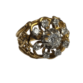 BAGUE ANCIENNE OR JAUNE 18K ET DIAMANTS (T.49) — photo 1