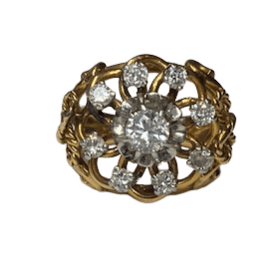 BAGUE ANCIENNE OR JAUNE 18K ET DIAMANTS (T.49) — photo 4
