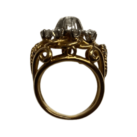 BAGUE ANCIENNE OR JAUNE 18K ET DIAMANTS (T.49) — photo 5